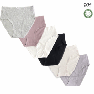 Pack 6 Slips Femme Coton Côtelé Taille Haute