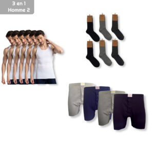 Pack 3en1 Homme 2 Coton