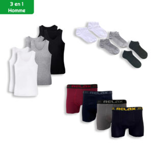 Pack 3en1 Homme  Coton